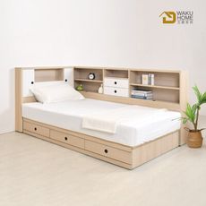 WAKUHOME 瓦酷家具Molly簡約韓系風三抽3.5尺床箱型3件組(床箱+床底+床邊櫃)