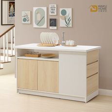 WAKUHOME 瓦酷家具Antony極簡北歐風白楓木130CM中島櫃-2色-白色/秋楓