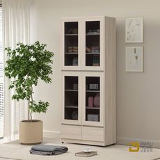 WAKUHOME 瓦酷家具Sunrice自然日系淺灰橡2.6尺下抽書櫃A014-K989