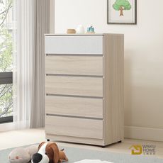 WAKUHOME 瓦酷家具Sunrice自然日系淺灰橡80cm五斗櫃A014-K980