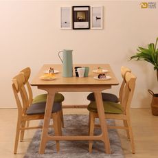 WAKUHOME瓦酷家具 Miso北美白梣木全實木餐椅(椅身原木色+綠色貓抓皮)B001-C201