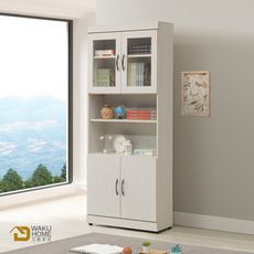 WAKUHOME 瓦酷家具Lotso自然日系白榆木2.6尺四門書櫃A014-N107
