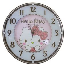 HELLO KITTY咖啡豹紋水鑽靜音掛鐘 JM-W2344-KT