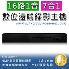 16路1音 七合一 4MP高畫質數位錄影主機 手機監看 多國語言 不含硬碟(KMH-1628EU-N