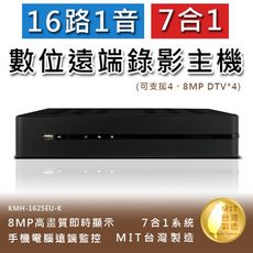 16路1音 七合一 8MP高畫質數位錄影主機 手機監看 支援DTV 不含硬碟(KMH-1625EU-