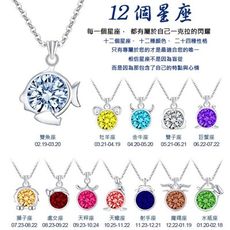 12星座幸運石設計白鋼項鍊(兩色)-AJS047