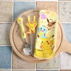 精靈寶可夢 餐具3件組 神奇寶貝 學習筷 湯匙 收納包 Pokemon 皮卡丘