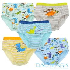 BabyPark 韓國純棉兒童內褲-恐龍公園(五件組) 三角褲 男孩內褲 台灣商品檢驗合格