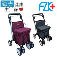 【海夫】FZK 鋁合金 可收合 附傘架 可拆式置物籃 菜籃購物 散步車 紅色(FZK-629)