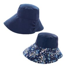 【海夫健康生活館】百力 SHADAN 強效防紫外線 涼感防曬雙樣帽 防曬帽(藍碎花)