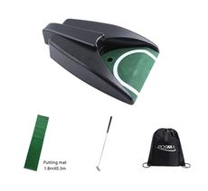 Posma PG010F 高爾夫自動回球器+練習草皮+鋁製推桿+Posma黑色束口後背包