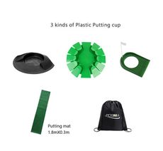 Posma PHS006 高爾夫3款塑料推桿果嶺盤+練習草皮+Posma黑色束口後背包