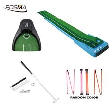 POSMA 高爾夫360度草皮果嶺練習推桿墊(30cm X 250cm) 淺藍 訓練組合 PG050