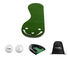 Posma PG190E大腳高爾夫三桿果嶺訓練套裝:帶坡度三桿果嶺推桿地毯和自動回球器.雙層比賽球送