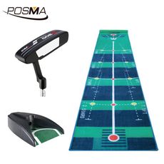 POSMA 高爾夫室內果嶺推桿天鵝絨練習墊  ( 50cm X 300 cm) 訓練組合 PG430