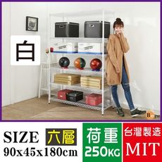 BuyJM超荷重白烤加強型90x45x180CM鐵力士六層架/波浪架SH194WH