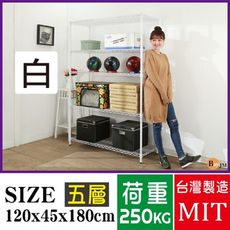 BuyJM超荷重白烤加強型120x45x180CM五層烤漆層架/波浪架