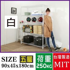 BuyJM超荷重白烤加強型90x45x180CM鐵力士五層架/波浪架SH100WH