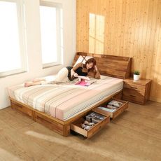 BuyJM拼接木紋系列雙人5.6尺四抽房間組2件組/床頭箱+四抽床底 BE010 - 六呎