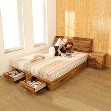 BuyJM拼接木紋系列雙人5.6尺二抽房間組2件組/床頭箱+二抽床底 - 5尺