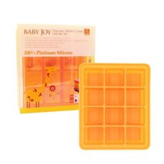 韓國 babay joy 鉑金矽膠副食品製冰盒1入-12格橘 (副食品分裝盒 保存盒 冰磚 烘焙模具