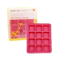 韓國 babay joy 鉑金矽膠副食品製冰盒1入-12格粉 (副食品分裝盒 保存盒 冰磚 烘焙模具