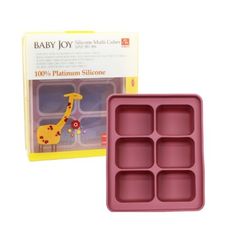 韓國 babay joy 鉑金矽膠副食品製冰盒1入-6格藕紫(副食品分裝盒 保存盒 冰磚 烘焙模具