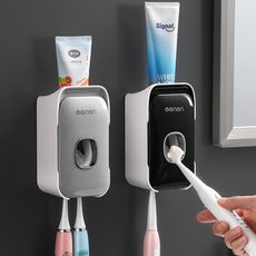 【新款可掛牙刷】多功能自動擠牙膏器 帶牙刷架 壁掛 擠牙膏器 牙膏擠壓器 自動擠牙膏 牙刷架 擠牙膏