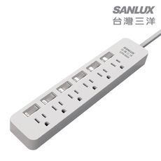 SANLUX台灣三洋轉接電源線-3孔6座6切插座1.8M SYPW-366AA