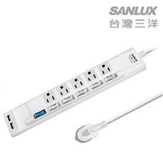SANLUX三洋超安全USB轉接延長電源線-5座6切(SYPW-3562A)