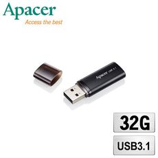 Apacer宇瞻 AH25B 時尚金屬 USB 3.1高速隨身碟-霧面黑 32G