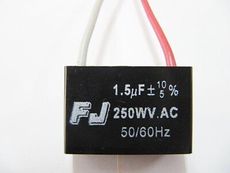 廠牌FJ 台灣製造 AC電容 運轉電容 1.5uf / 250v 方形塑膠帶線