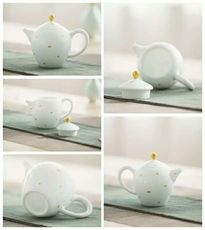 [千紅一品茶]景嵐金絲甜白釉泡茶器撒金美人肩茶壺泡茶壺茶具(現貨)