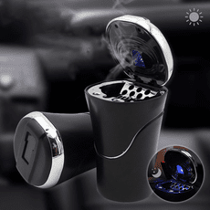 【車用煙灰缸】太陽能LED車載菸灰缸 可拆式菸灰缸 藍光 掀蓋式 煙灰缸 點菸器 熄菸盒 滅煙器