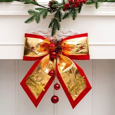 門掛蝴蝶結(金/紅色) 聖誕節 蝴蝶結 30cm 耶誕掛飾 居家布置 櫥窗裝飾 布置