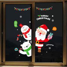 聖誕節 卡通貼 (5款 45*60) 靜電貼 聖誕老人 櫥窗貼 牆貼 玻璃貼 裝飾 布置 DIY