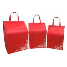 8吋 保溫袋(魔術貼) 保冷袋 紅色 不織布 覆膜購物袋 便當袋 外送袋 鋁箔保溫袋 禮贈品