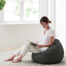 日本製hanalolo懶骨頭-洋蔥款80L皮革布-鐵灰綠色