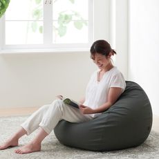 日本製hanalolo懶骨頭-洋蔥款170L皮革布-鐵灰綠色