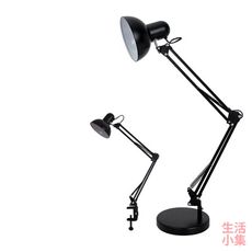 【現貨+台灣出貨】美式長臂護眼檯燈 夾座款 大燈罩 110V E27燈泡 可換燈泡 閱讀 桌燈