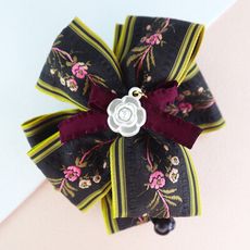 【PinkyPinky Boutique】復古刺繡花朵蝴蝶結 香蕉夾 ＊黑色＊