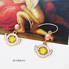 【粉紅堂 飾品】粉紅色的飛翔星星耳環 ＊粉紅色＊