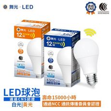 舞光LED微波感應球泡燈泡/E27/12W(黃光/白光)(保固兩年) (附發票)