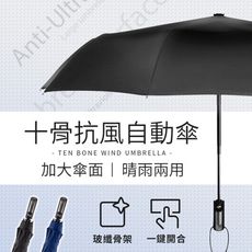 【十骨抗風 晴雨兩用】大傘面 黑膠傘 自動傘 抗UV 摺疊傘 折疊傘 防曬遮陽傘 雨傘 HOR7B1