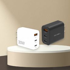 PD快充頭系列(三孔30W) 充電頭 雙口快充 充電器 快充充電頭 豆腐頭