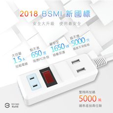 【POWER BULL 動力公牛】PB-222U-2 多功能2USB家用延長線(2米)