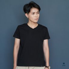 小版男裝  V領素T-你黑