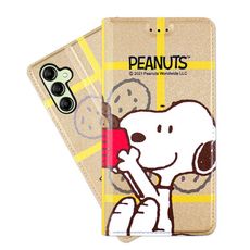 【SNOOPY/史努比】三星 Samsung Galaxy A14 5G 彩繪可站立皮套(吃餅乾)