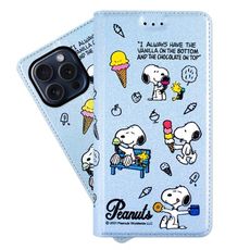 SNOOPY/史努比】iPhone 15 Pro Max (6.7 吋) 彩繪可站立皮套(最愛冰淇淋