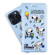 【SNOOPY/史努比】iPhone 15 Pro (6.1 吋) 彩繪可站立皮套(最愛冰淇淋)